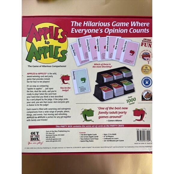Mattel Apples to Apples Party Box Family Game of Hilarious Comparisons - Picture 2 of 3